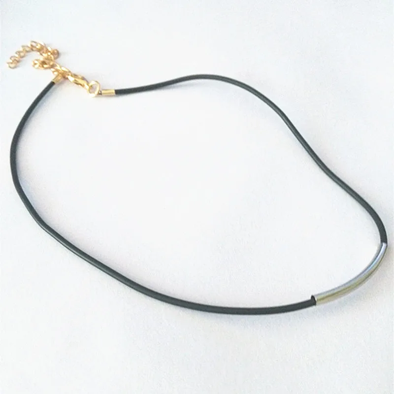 Новый шикарный простой черный кожаный сплав ожерелье-чокер изогнутая трубка