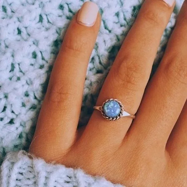 8 шт./компл. набор колец с бирюзовым опалом кольцо натуральным драгоценным камнем