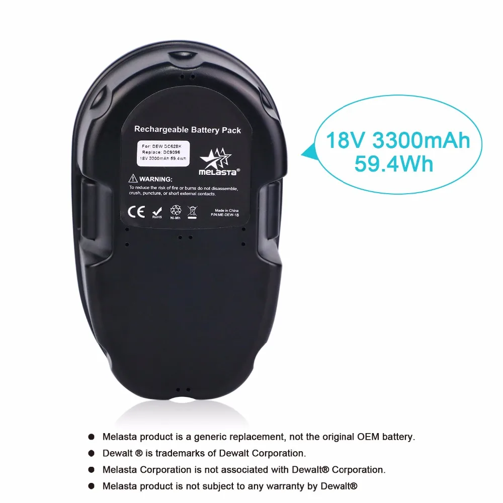 Melasta 18 V 3300 mAh NIMH аккумулятор для Dewalt Мощность инструмент DC9096 DC9099 388683-12 651034-01 DE9039 DE9095