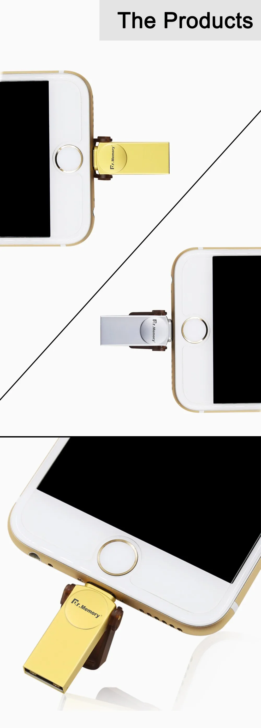 Dr. memory i-flash drive 2 в 1 USB флеш-накопитель для Apple ipad iphone 6s 7 Memory stick 16 32 64G Флешка металлическая usb флешка 128GB
