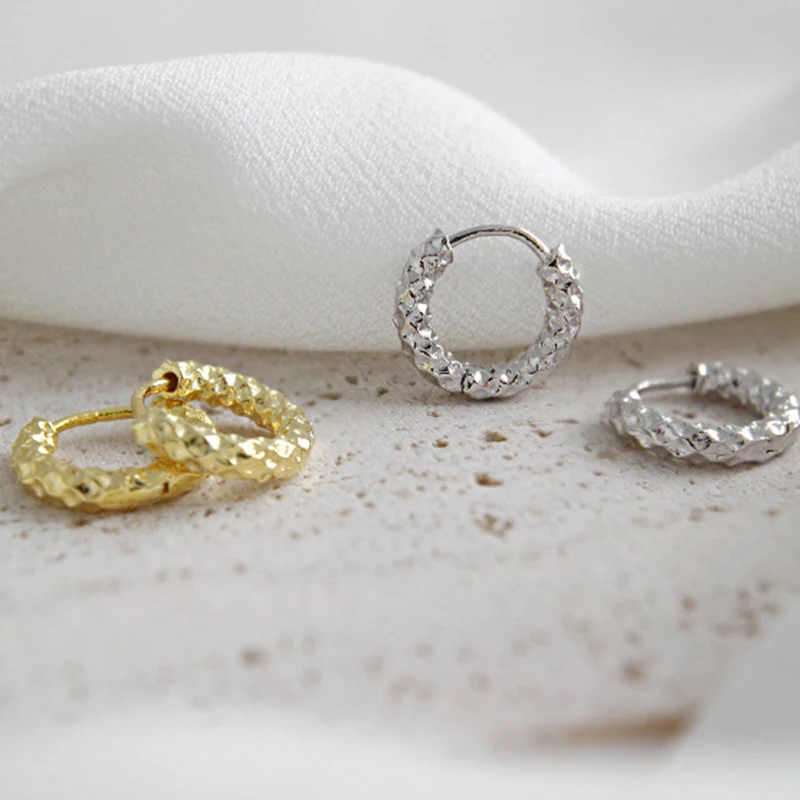 Korean Popcorn Concave Surface Women Earring Silver 925 Hoop Earring Gold Individuality Ear Buckle Women Earring Luxury Jewelry
