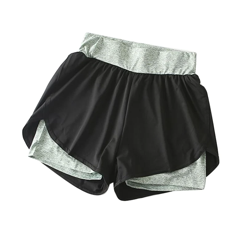 Анти-экспозиция, поддельные, 2 шт, шорты для женщин, быстросохнущие, эластичные, высокая талия, шорты, повседневные, для фитнеса, женские, летние, короткие штаны