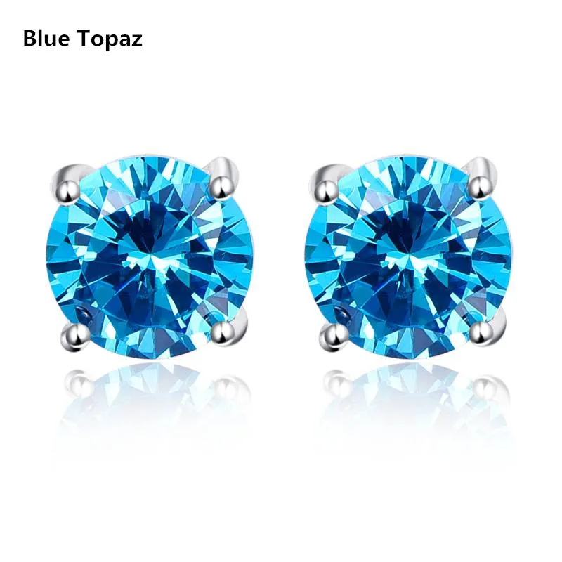 Женские серьги гвоздики из серебра 100% пробы с натуральным камнем|stud earrings|natural topaz