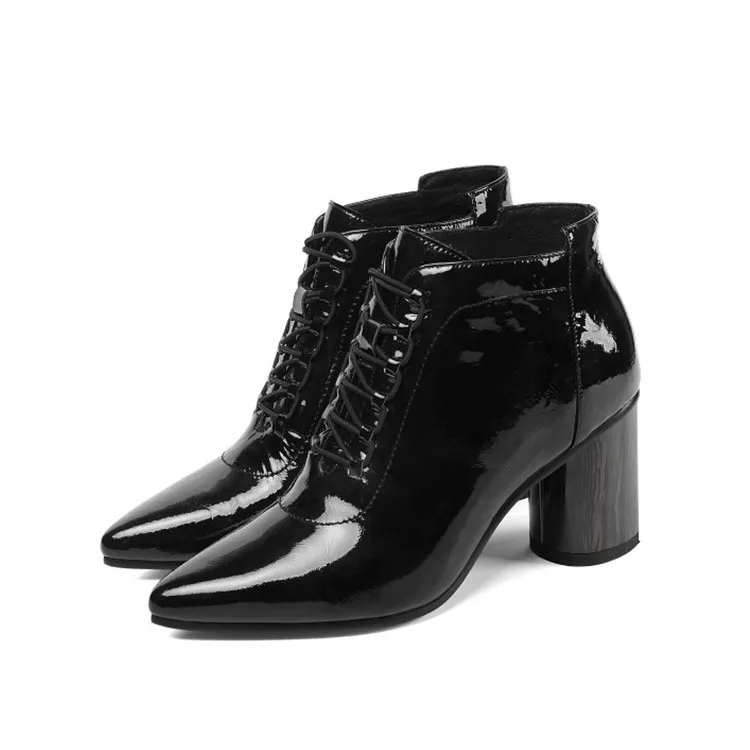 MLJUESE/женские мягкие ботильоны коричневые ботинки из коровьей кожи с острым