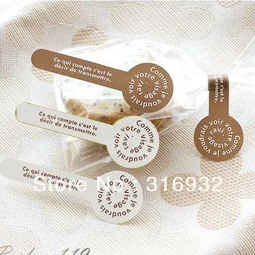 

E2 Coffee white lollipop letters sealing paste decoration stickers, 50sets/lot