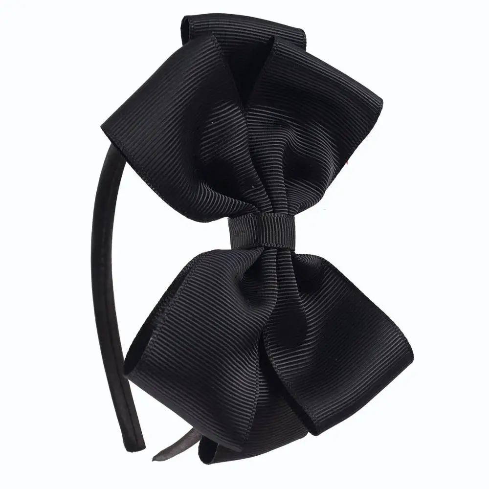 black 4,5 дюймов обувь для девочек плотная повязка на голову детские конфеты цвета покрыты оголовье с Grosgrain ленты лук обручи ручной работы головной убор - Цвет: black
