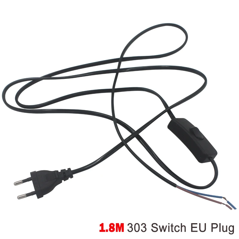 303 EU Black DIY ЕС вилка Кабель Провод 303/304/317/301 кнопочный переключатель/двойной вкл. Выкл. Шнур питания для Светодиодный светильник с регулятором освещенности/торшер/светильник для чтения - Цвет: 303 EU Black