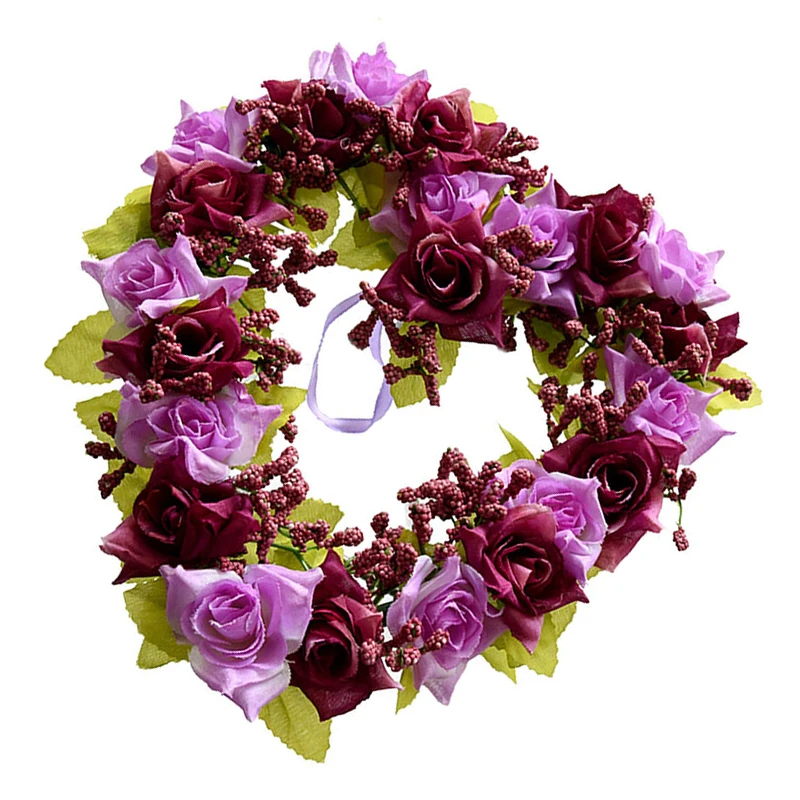 UESH-искусственный венок в форме сердца украшение двери Висячие венки с шелковой