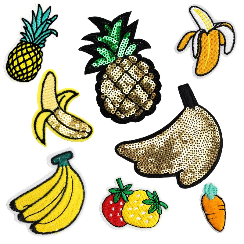 

Savica 8pcs/lot Mix Fruits Patch Embroidery Sequined Iron-on Patches Sticker DIY Badge Fabric Handcraft Garment Materials LX021