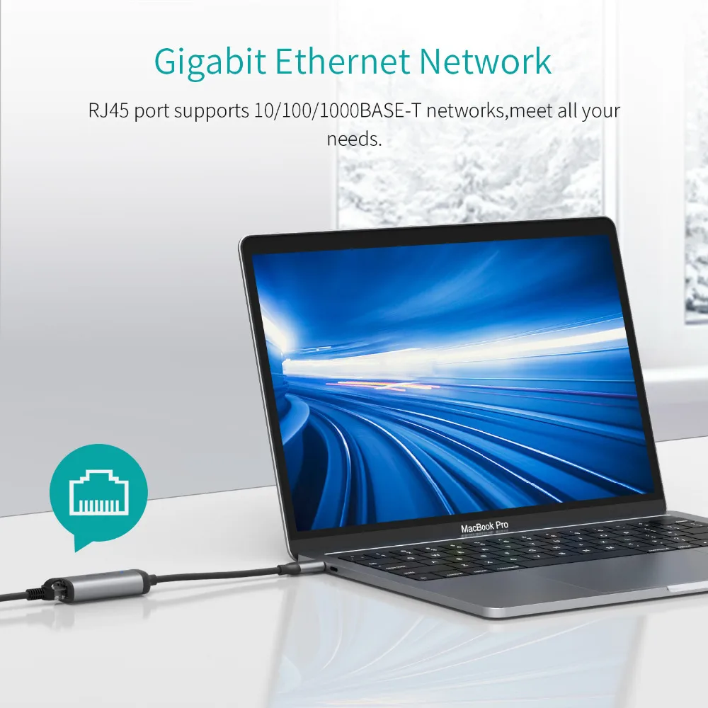 Qacqoc QC-GM40L Алюминий USB C до RJ45 адаптер 3 1/м RJ45/F конвертер Поддержка 10/100/1000 м для Macbook pro