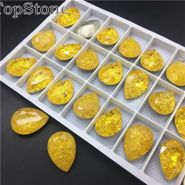 226IC Topaz TopStone K9 Ледяной цветок 10x14 13x18 мм стеклянный кристалл в форме слезы необычный Камень Pointback капли Стразы ювелирные изделия бусины без отверстий смешанные - Цвет: 226IC Topaz