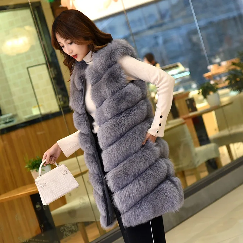 Меховое пальто лисий мех жилет меховое длинный Леди Осень и зима новая вся