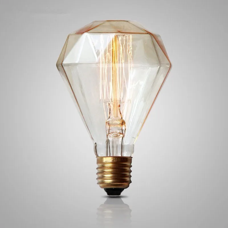 

Retro Vintage Light Bulb G95 Edison Bulb Diamond E27 40W 220V Incandescent Bulb Edison Light Tungsten carbon Lamps