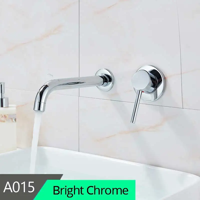 Chrome Настенный кран для раковины, яркий хромированный однорычажный смеситель для ванной комнаты, поворотный носик, кран для раковины - Цвет: Chrome