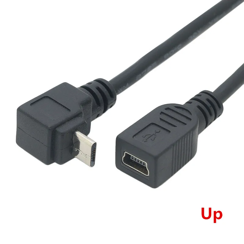 0 25 м 90 градусов правый левый вверх вниз Угловой Micro USB 2 штекер к мини 5 контактный