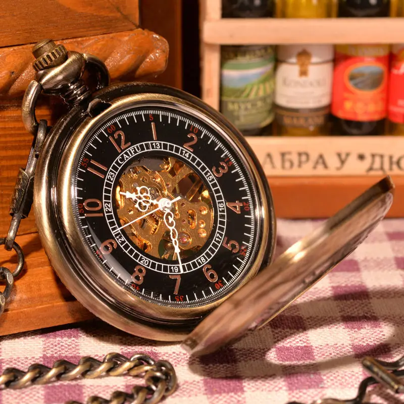Год сбора винограда механические карманные часы ткани отпечатки число