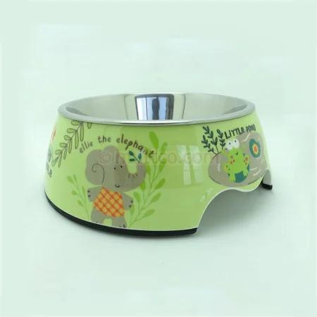 Съемная двойная противоскользящая меламиновая и миска из нержавеющей стали