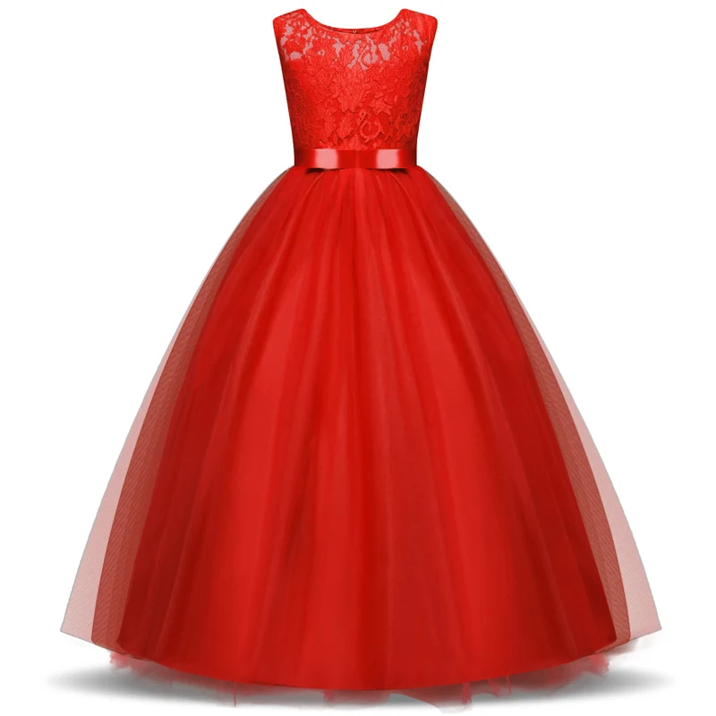 New Year Red Kids Dresses For Girl Clothes Children's Clothing Party Dress Teenage Wedding Gown Lace Princess Costume | Детская