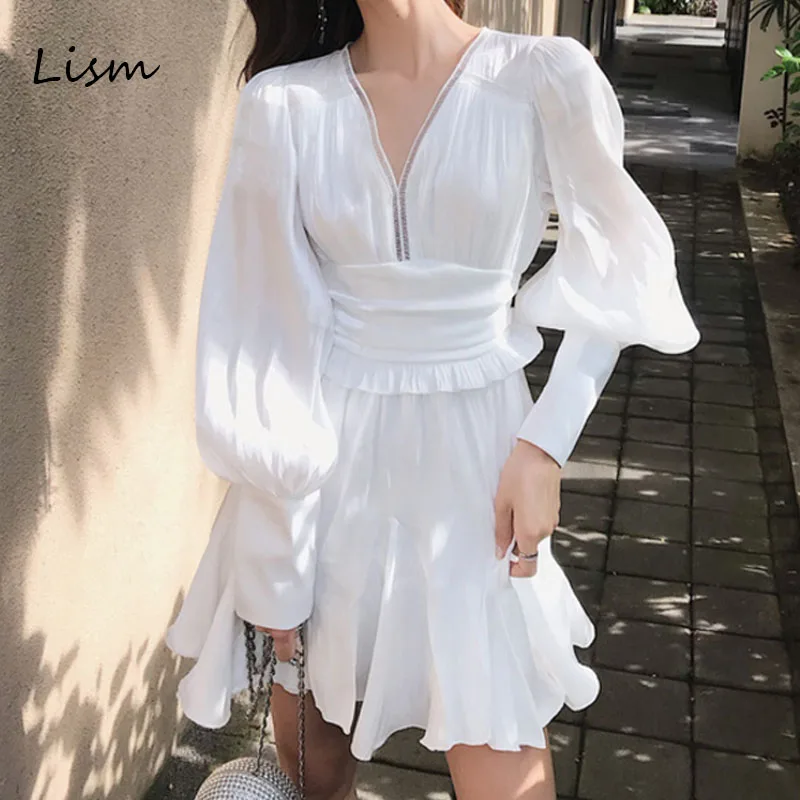 LISM A Line сексуальное мини женское вечернее платье однотонное элегантное весеннее