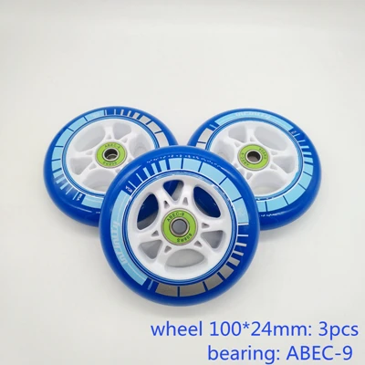 3 pcs wheels Колеса скутера 100*24 мм 110*24 мм 2 шт./лот подшипники ABEC-9 - Цвет: 3 pcs wheels