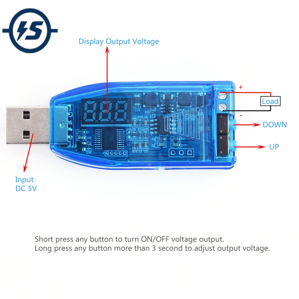 DC-DC 5В до 3 в 9В 12В 24В USB повышающий/понижающий модуль питания Красный дисплей