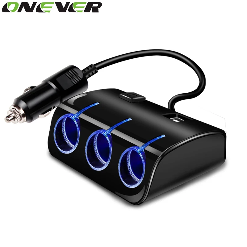 Onever двумя портами USB и три прикуривателя зарядное устройство 12 В автомобиля