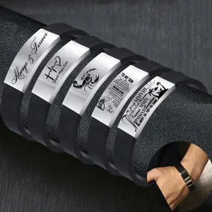 Широкий индивидуальный браслет для мужчин, брикет с идентификационной биркой из нержавеющей стали, индивидуальные уникальные подарки для друзей и близких