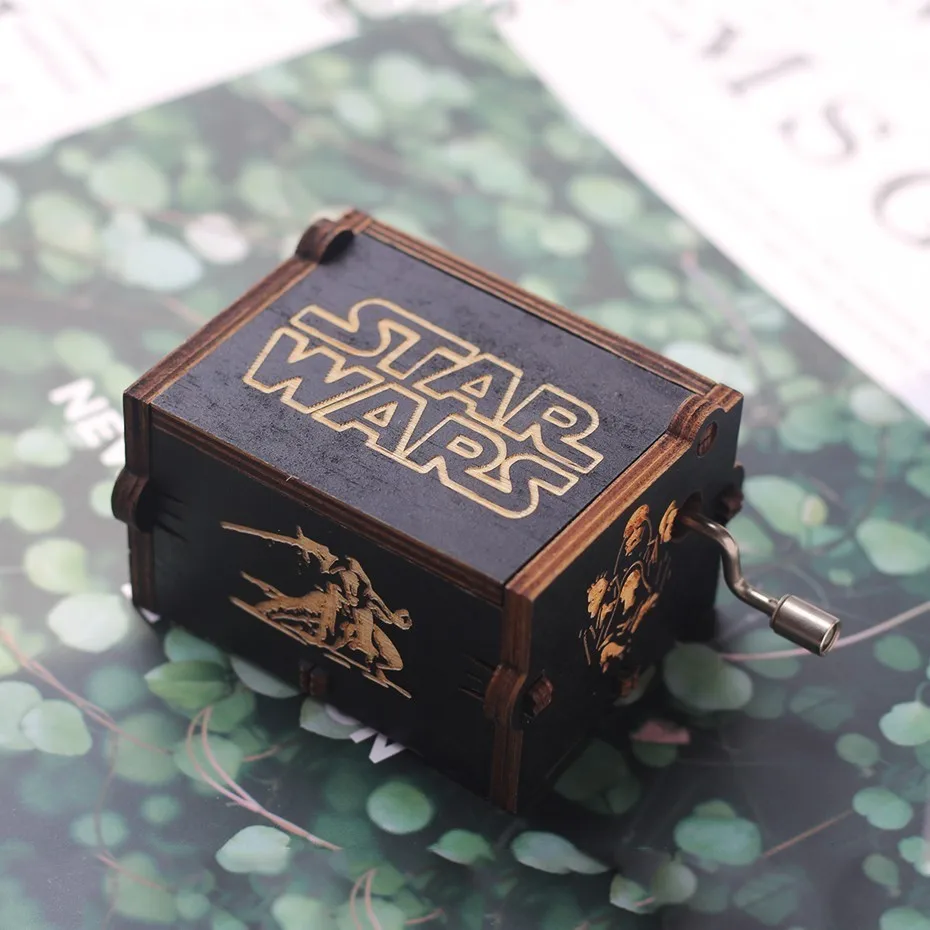 STAR WARS Черный деревянный ручной коленчатый музыкальная шкатулка игра трон Zelda Звездные войны Унесенные призраками Рождественский подарок декоратор день рождения Presentt - Цвет: STAR WARS