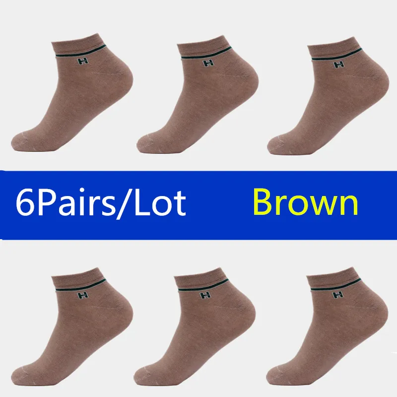 WZ003-brown-6pairs 6 пар, Новое поступление, мужские носки, повседневные, летние, стильные, дышащие, брендовые носки, мужские носки, Прямая поставка - Цвет: WZ003-brown-6pairs