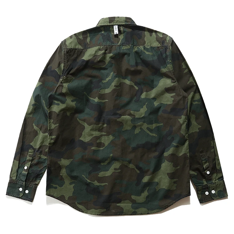 Мужские модные повседневные Длинные рукава Camo платье рубашка хлопок военные