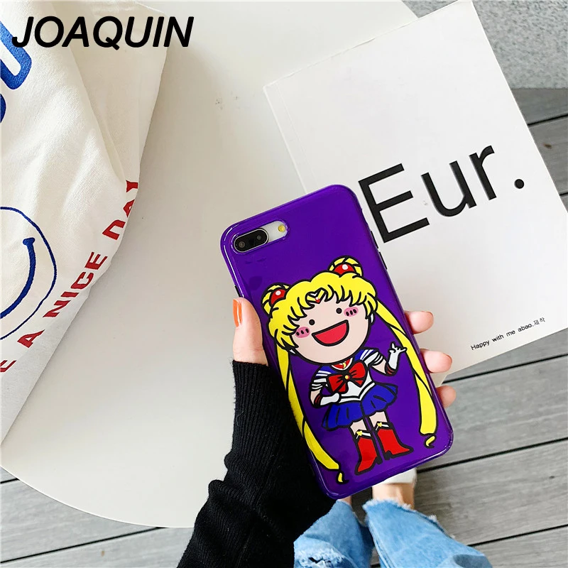 Фиолетовый японский аниме Kawaii Сейлор Мун девушка телефон чехол для iPhone 6 Puls 6S 7 8 X XS