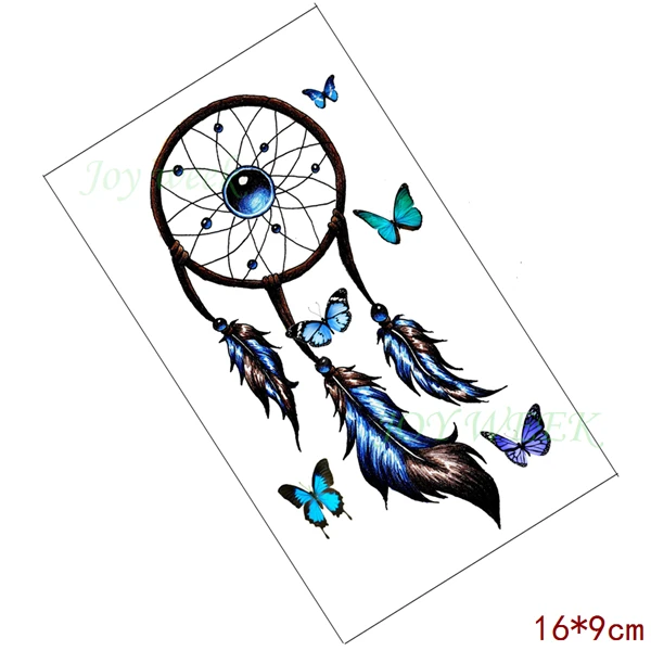Водостойкая Временная тату наклейка красочная Ловец снов Бабочка наклейки флэш