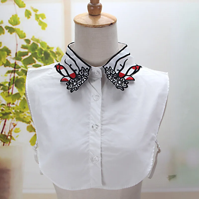 Корейская винтажная вышивка пальцами искусственный воротник с цветами женские
