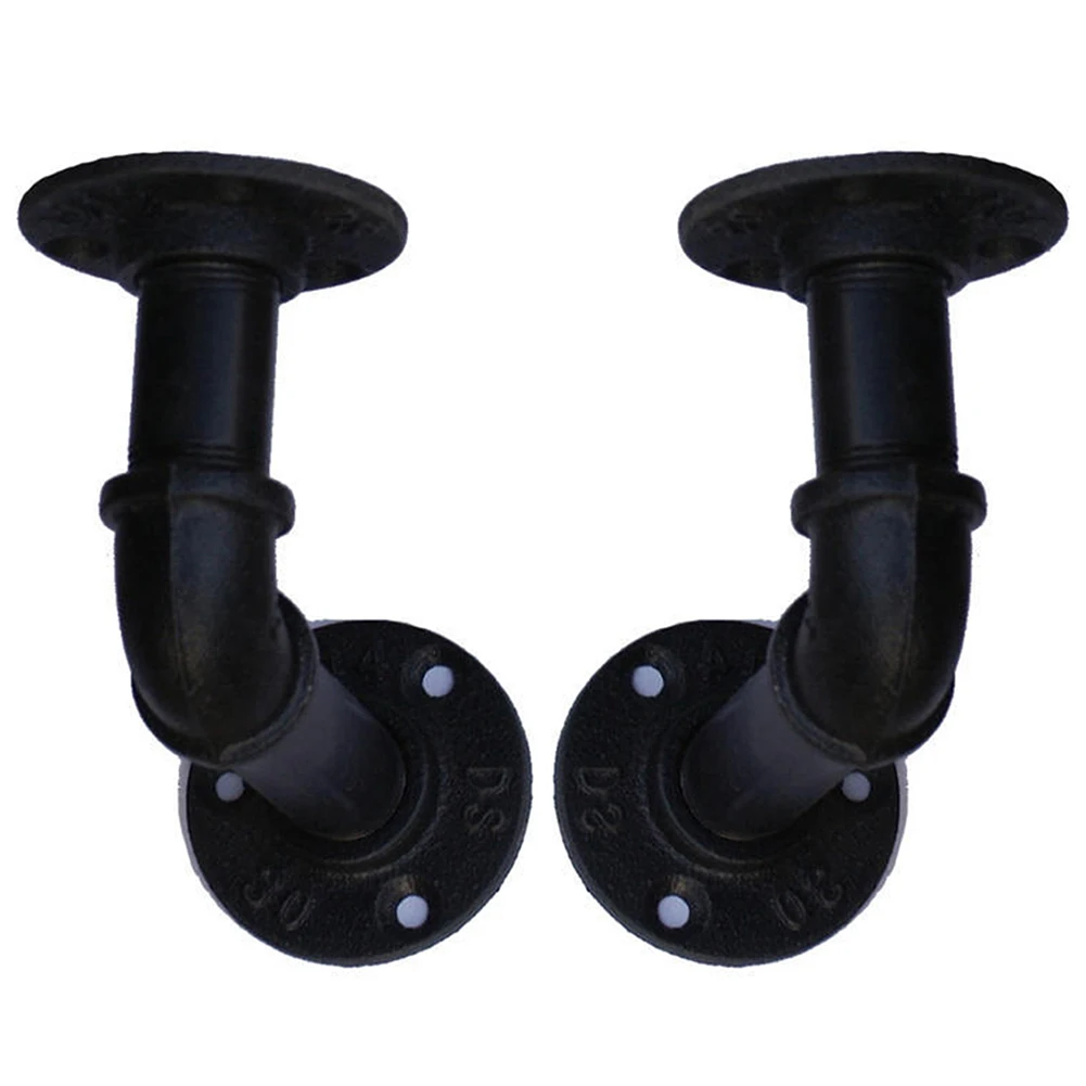 2pcs/set Household Home Decor Vintage Wall Mounted Wood Board Rack Iron Pipe Shelf Bracket Flange | Обустройство дома