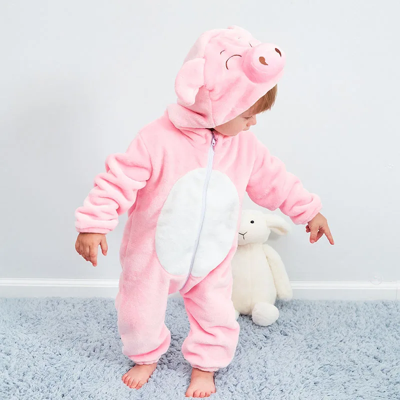 pig Симпатичные Младенец Ромпер Детские мальчики Девушки комбинезон новорожденная одежда Капюшоном Детская одежда Мультфильм Ромпер Детские костюмы детские девочки одежду - Цвет: pig