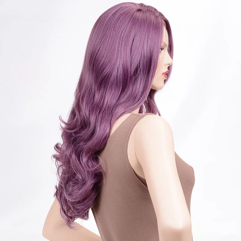 MSI Wigs волнистые парики фиолетовые волосы Длинные Синтетические парики для женщин боковое расставание косплей парик волос высокотемпературное волокно