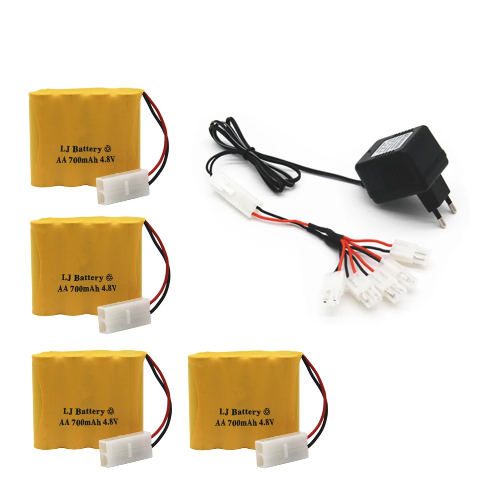 4pcs EU Plug 4,8 в 700 мАч Ni-Cd батарея Tamiya вилка с 5 в 1 зарядное устройство для дистанционного управления игрушки освещение Электрический инструмент AA группа RC игрушки - Цвет: 4pcs EU Plug