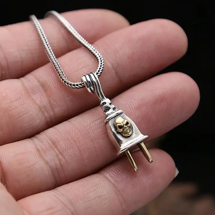 Подвеска из серебра 925 пробы в готическом стиле|925 sterling silver skull|silver skullplug pendant |