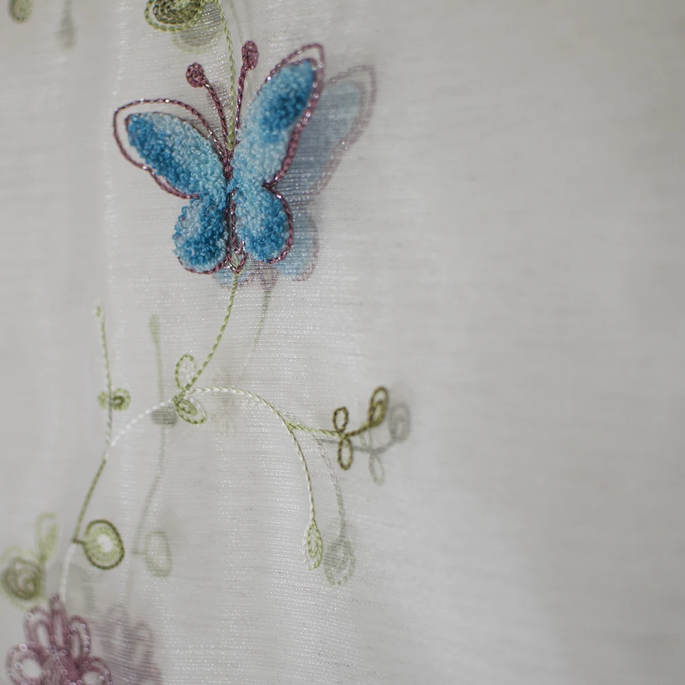 Узоры бабочки хлопковая ткань и органза шторы для спальни гостиной декоративные