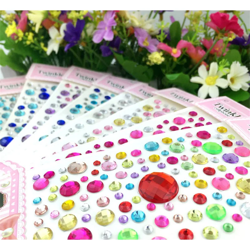 2 Page/set DIY Ювелирные Украшения Женские Наклейки Акриловые хрустальные наклейки
