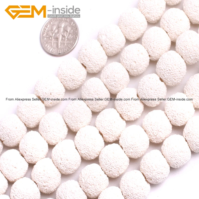 Белый бусины из лавового камня для изготовления ювелирных изделий 12 мм 15 дюймов