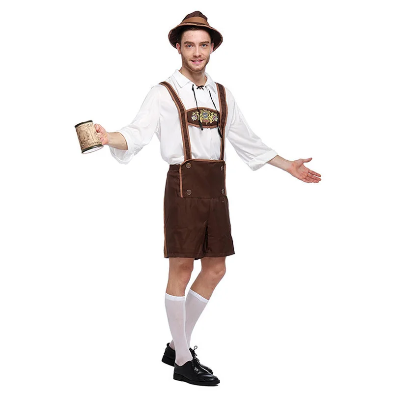 Октоберфест Lederhosen с подтяжками костюм для мужчин костюмы на Хэллоуин Размер S M L XL