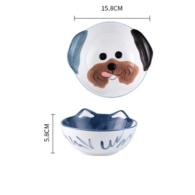 Pug Big Bowl Креативные милые Керамика собака Стиль тарелка рисовая чаша для супа, салата ложка набор фарфоровой посуды малыша детская посуда подарок - Цвет: Pug Big Bowl