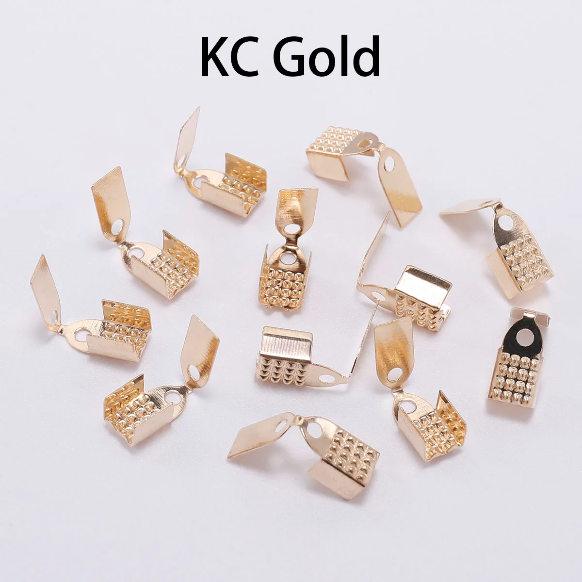 KC Gold 100 шт., 4, 5, 6 мм, металлический зажим для веревки, обжимной загиб, заглушка для шнура, кожаный зажим, коннектор для самостоятельного изготовления ювелирных изделий, принадлежности - Цвет: KC Gold