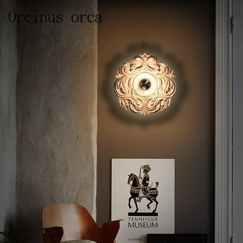 

American style retro creative bedroom wall lamp European style bedside balcony staircase illusion sculpture wall lamp