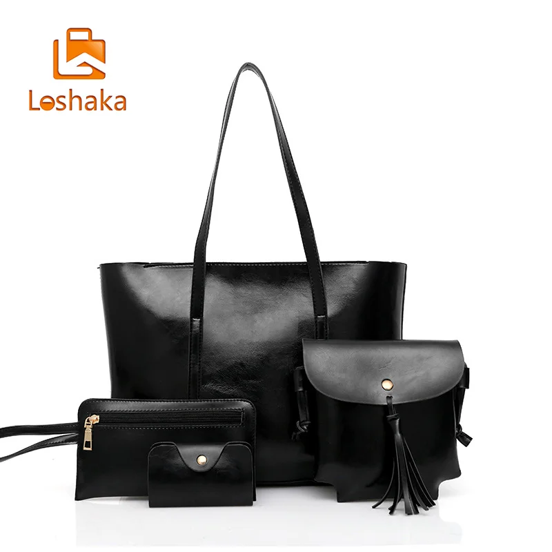 Loshaka 4 шт./компл. кожаная женская сумка брендовая роскошная дизайнерская сумочка