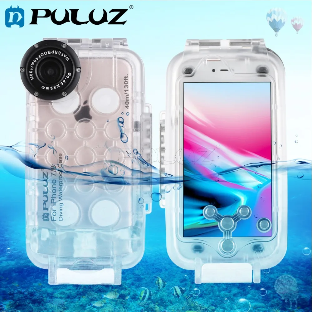 PULUZ для iPhone 8 и 7 40 м/130 футов водонепроницаемый корпус дайвинга защитный чехол