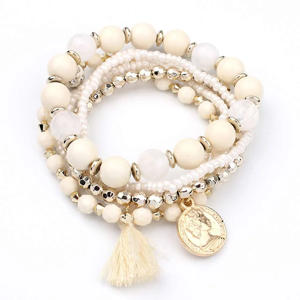 Женский многослойный браслет с бусинами и кисточками|tassel bracelet|beaded banglebracelet bracelet |
