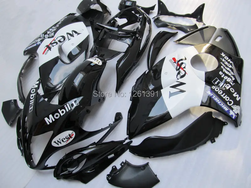 

100%Fit injection Fairing kits For SUZUKI Hayabsa GSXR1300 2008 2009 GSX-R1300 GSXR 1300 08 09 Fairings WEST White black #7YYJ