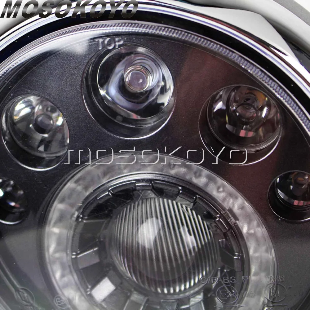 Светодиодный светильник 7 дюймовый круглый для мотоцикла E Mark E4 E24 бега Harley Cafe Racer
